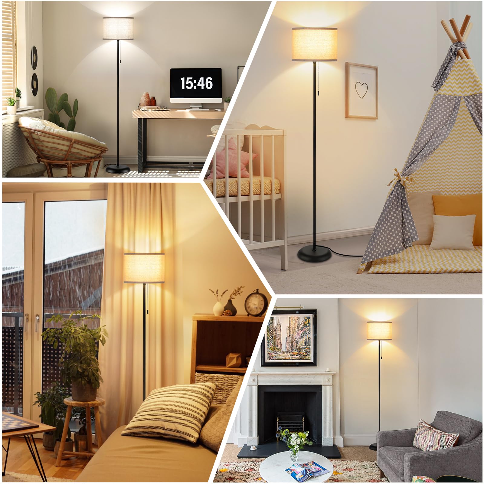 FOLKSMATE floor lamp stands 60.62 inches tall for overhead lighting