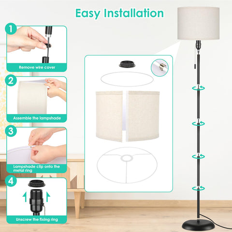 FOLKSMATE floor lamp sturdy metal base reduces tipping risk