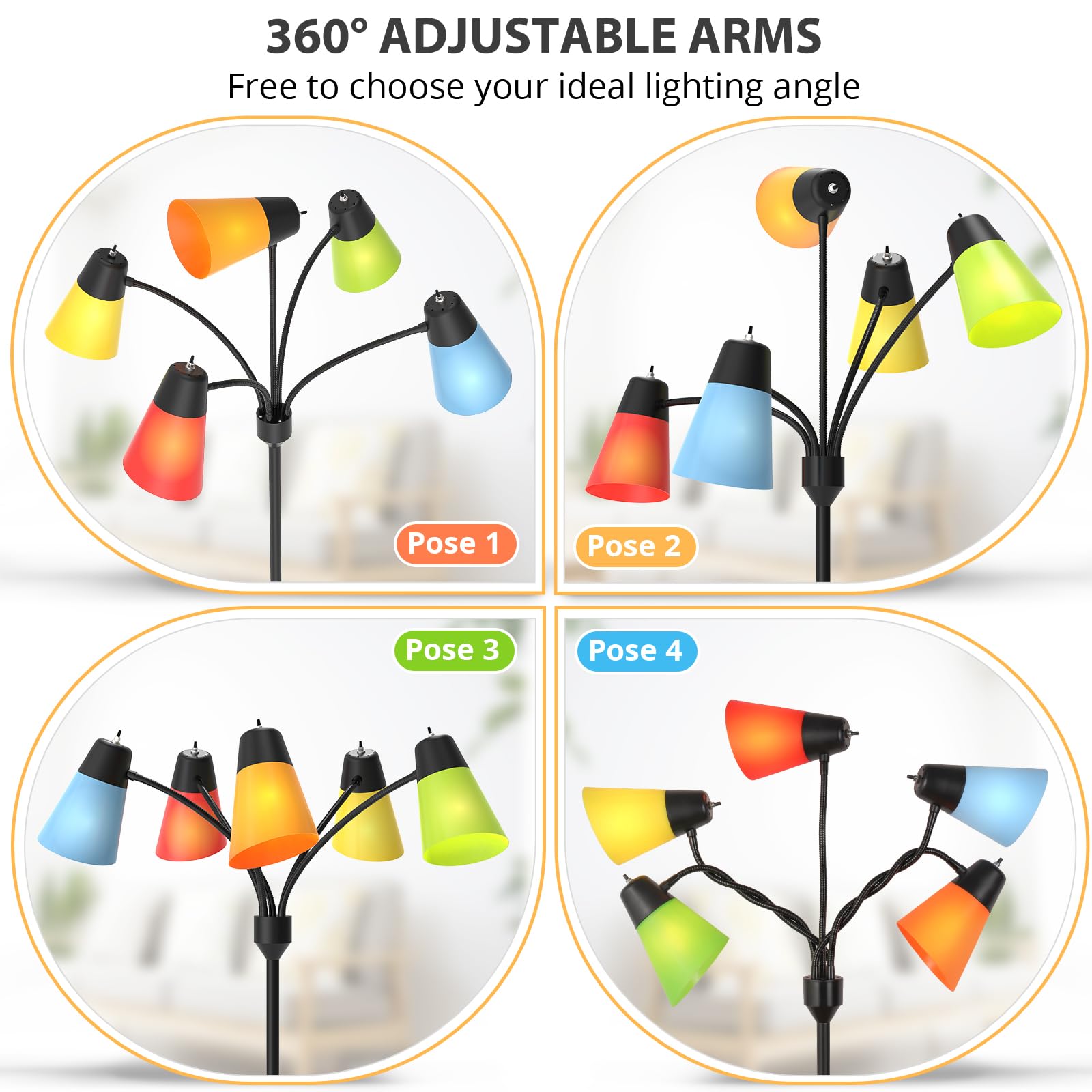 Five bendable arms of the FOLKSMATE Medusa for flexible lighting angles.