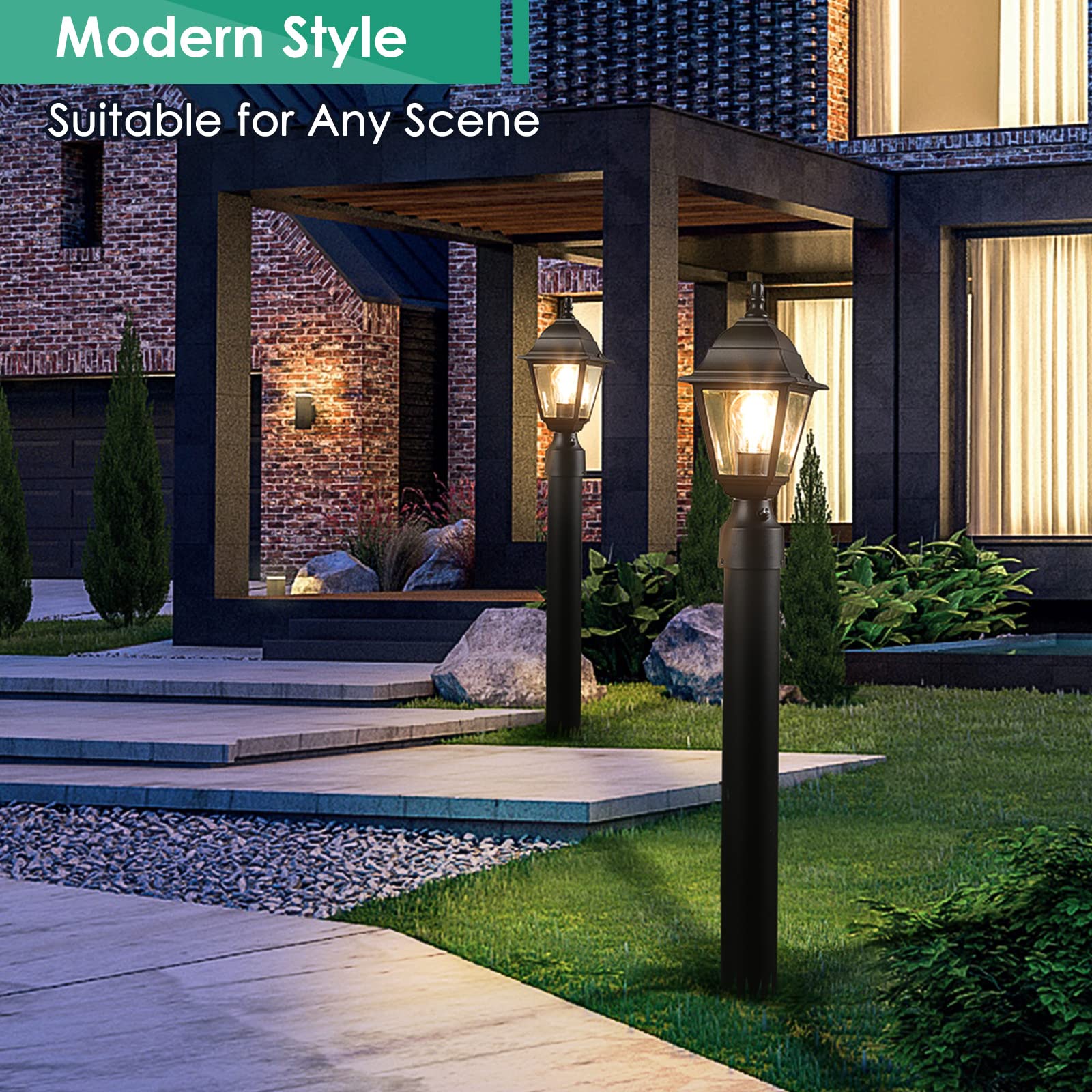 FOLKSMATE matte black exterior lamp on garden wall