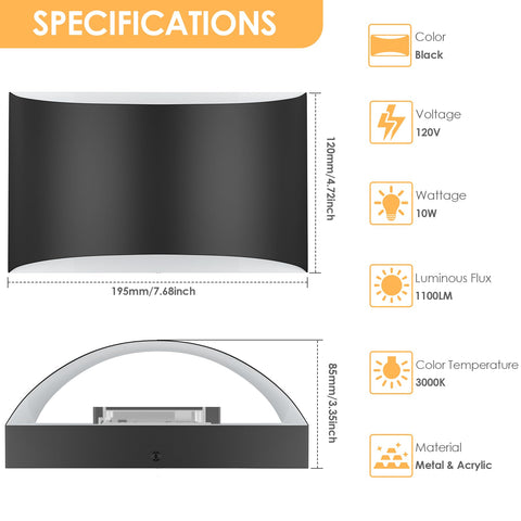 FOLKSMATE matte black LED sconce delivers warm 3000K light