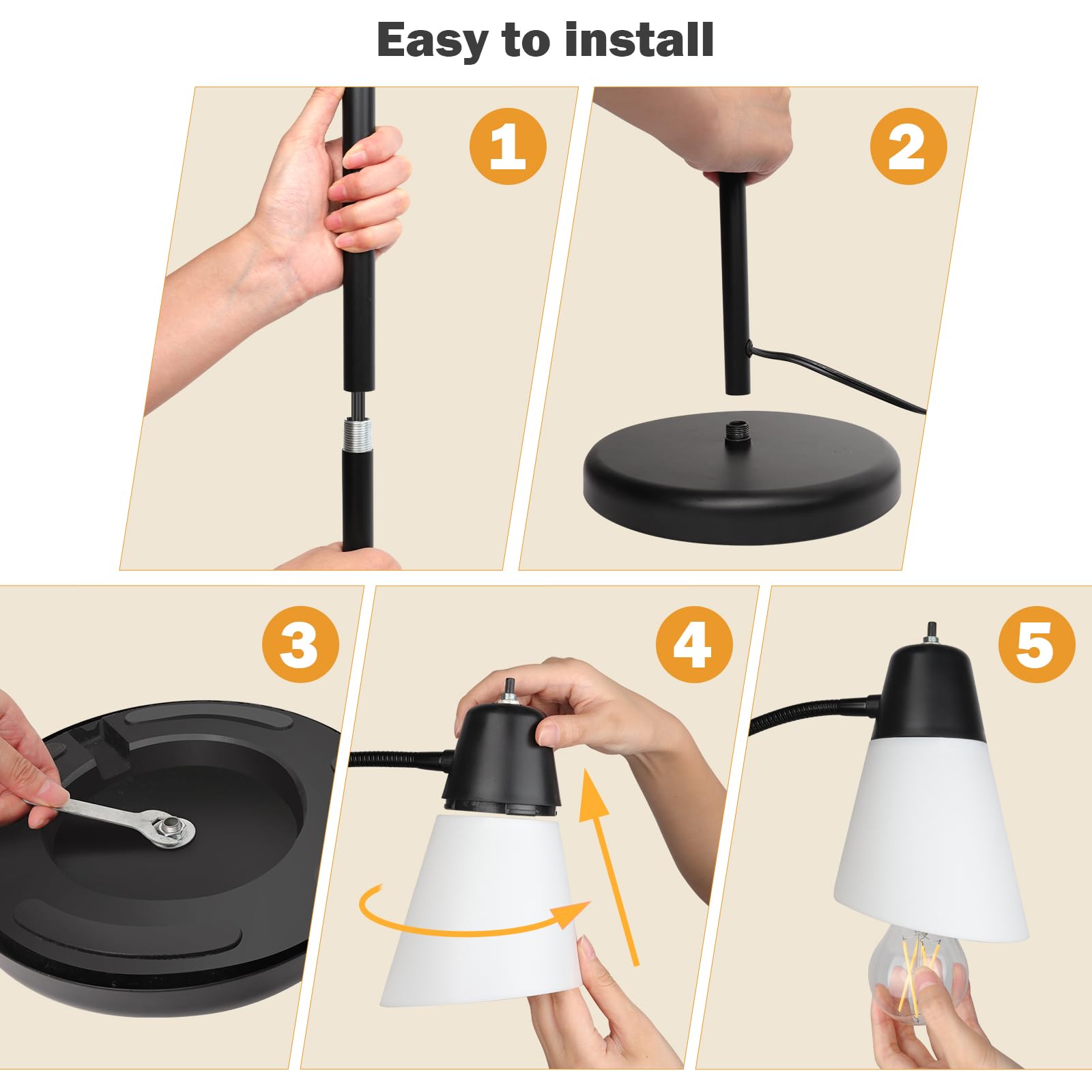 FOLKSMATE sturdy base keeps the lamp steady.