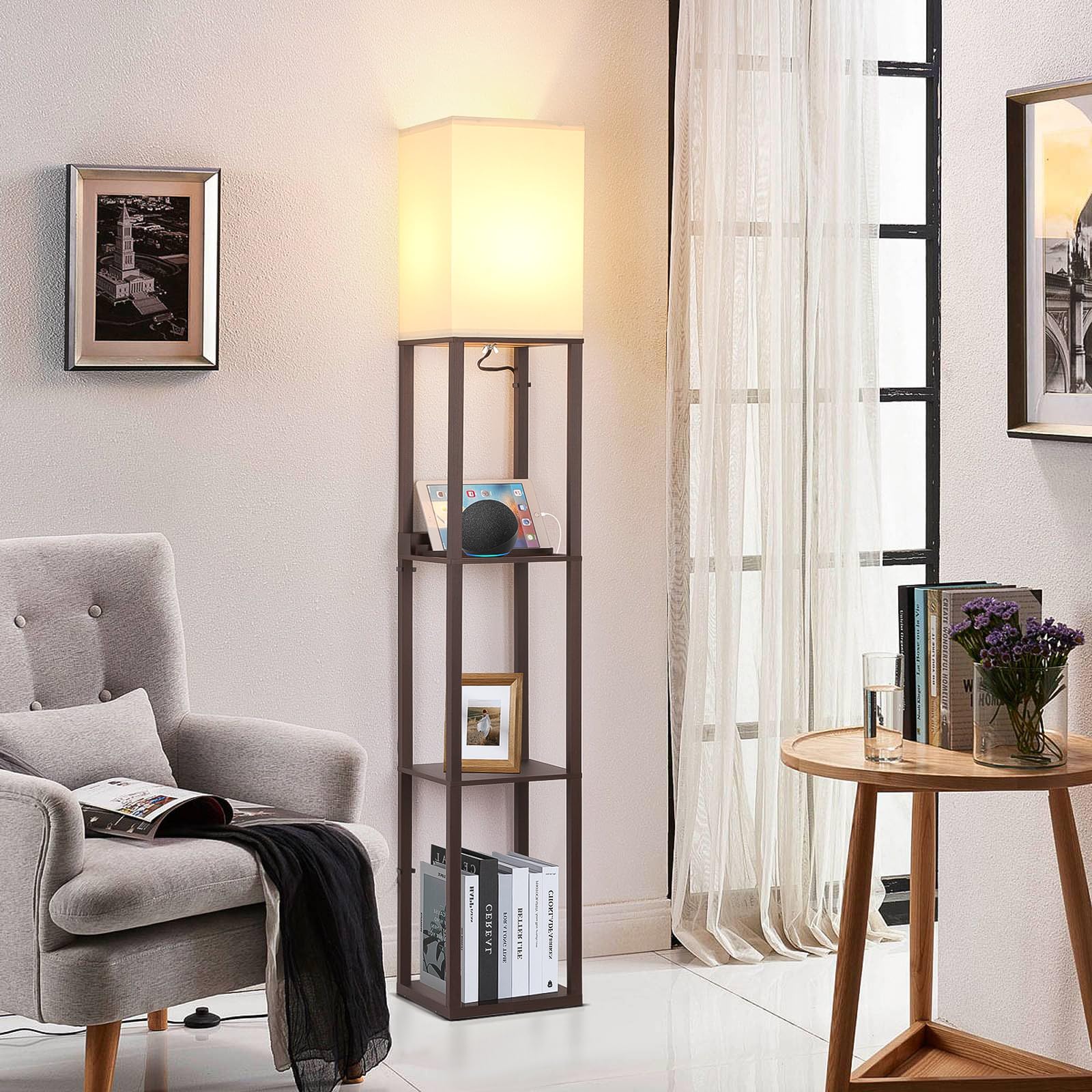 FOLKSMATE tender TC cloth shade adds soft, cozy glow.