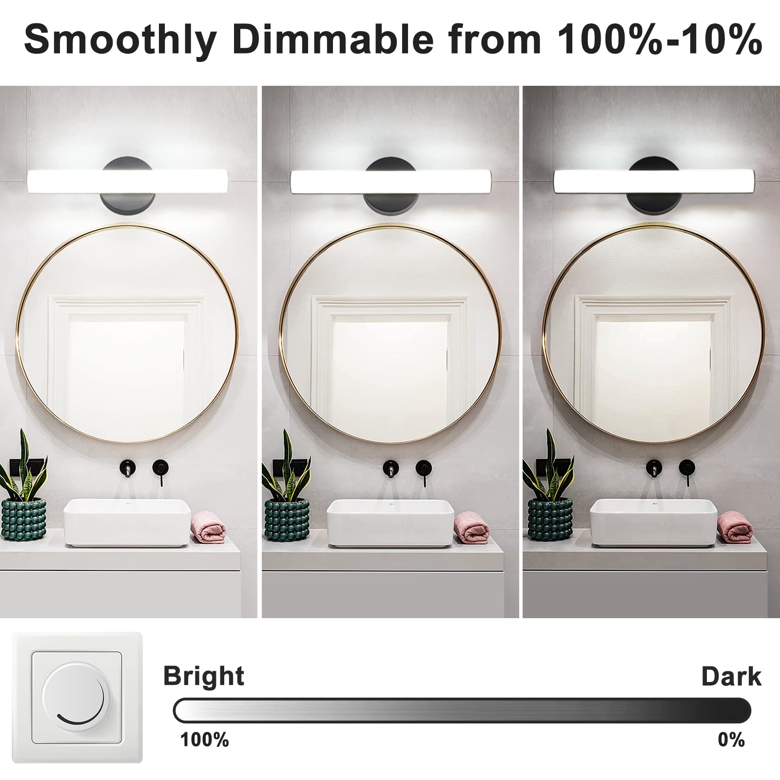 FOLKSMATE white diffuser casts radiant, uniform glow across vanity surfaces