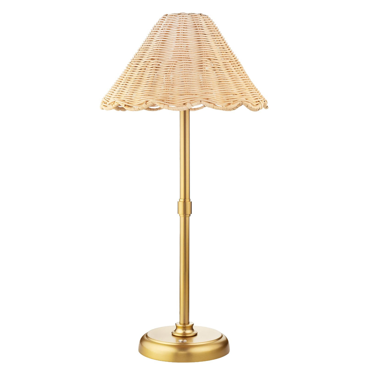 Folux 20.5-inch cordless lamp front view with boho rattan shade for cozy bedside lighting