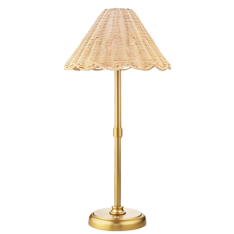 Folux 20.5-inch cordless lamp front view with boho rattan shade for cozy bedside lighting