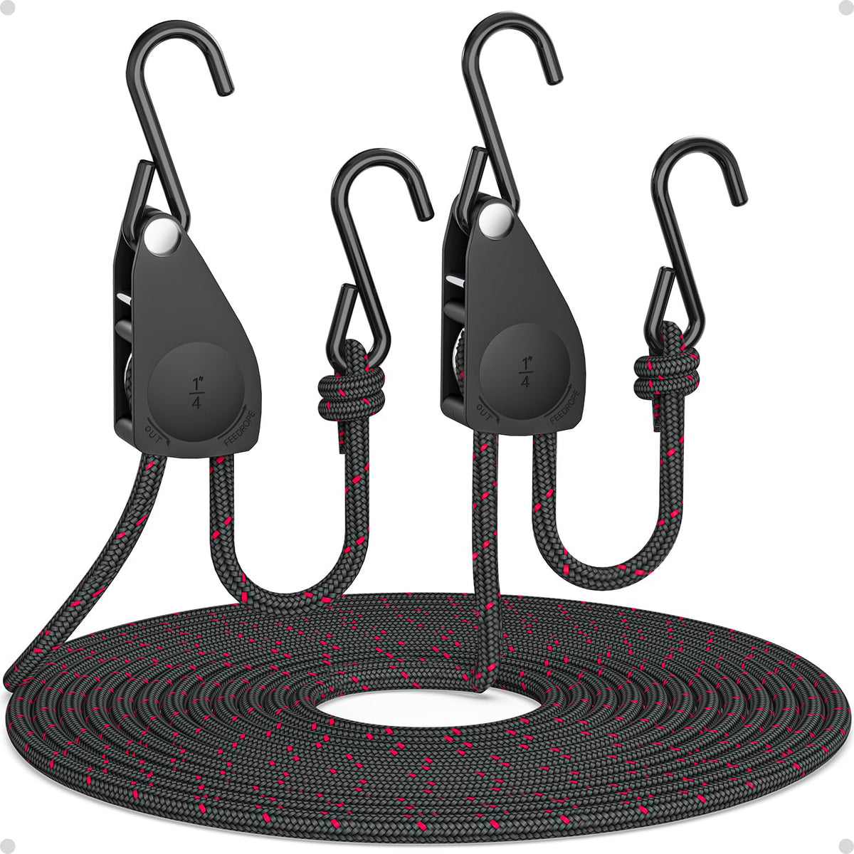 Fondwell 1/4-inch tie-down strap ratchet close-up showing secure locking for easy tightening