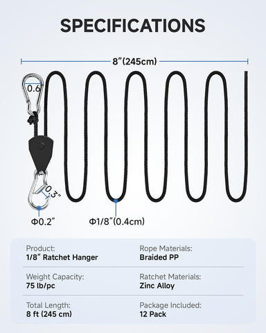Fondwell 1/8in hangers ideal for securing tarps tents and lightweight gear