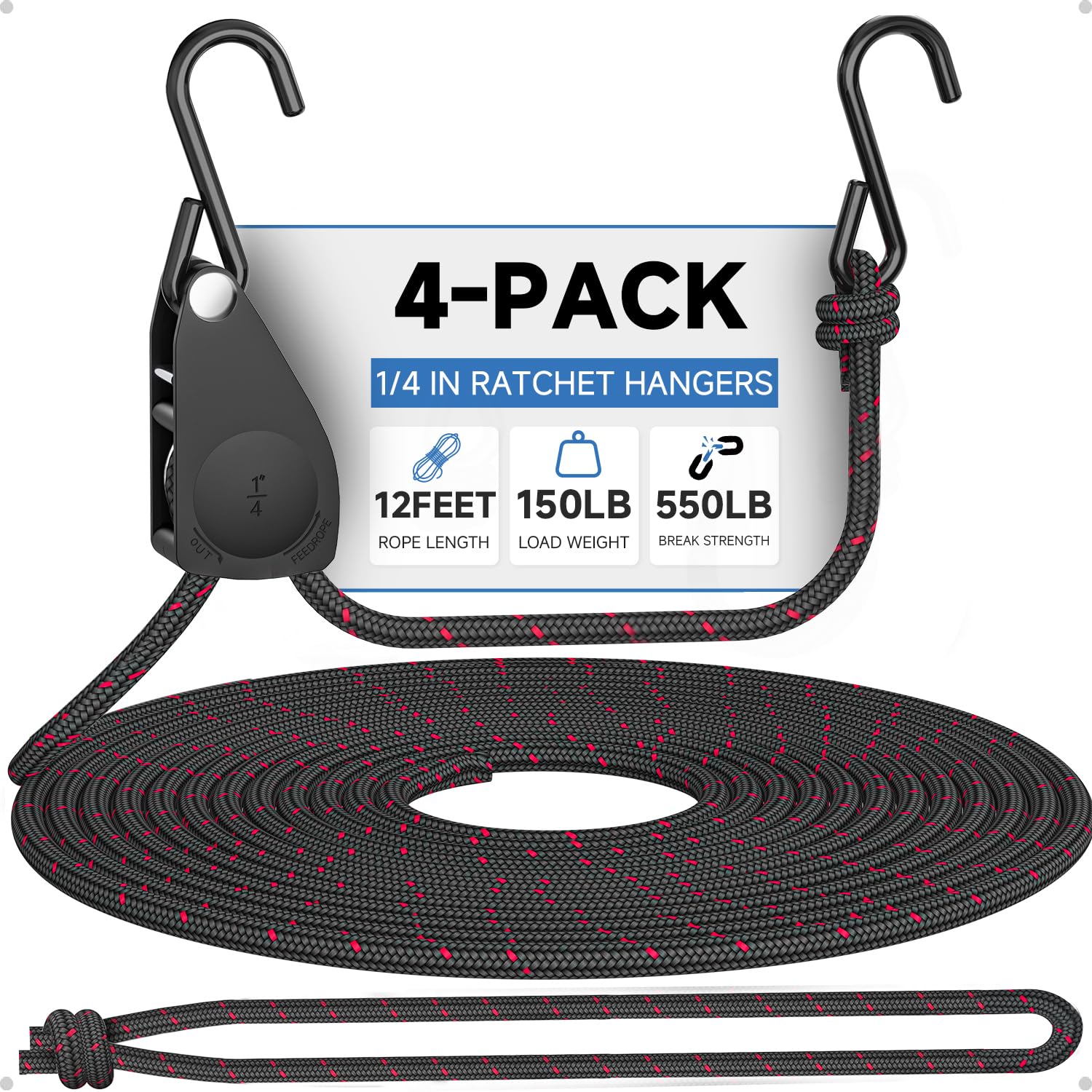 Fondwell 1/4-inch tie-down straps 4-pack securing cargo on a truck bed