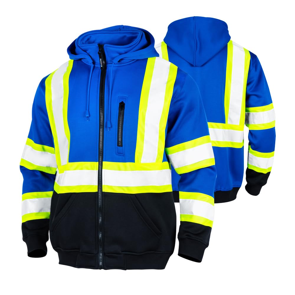 Fonirra hi-vis hoodie front view showing visibility for safer outdoor work.