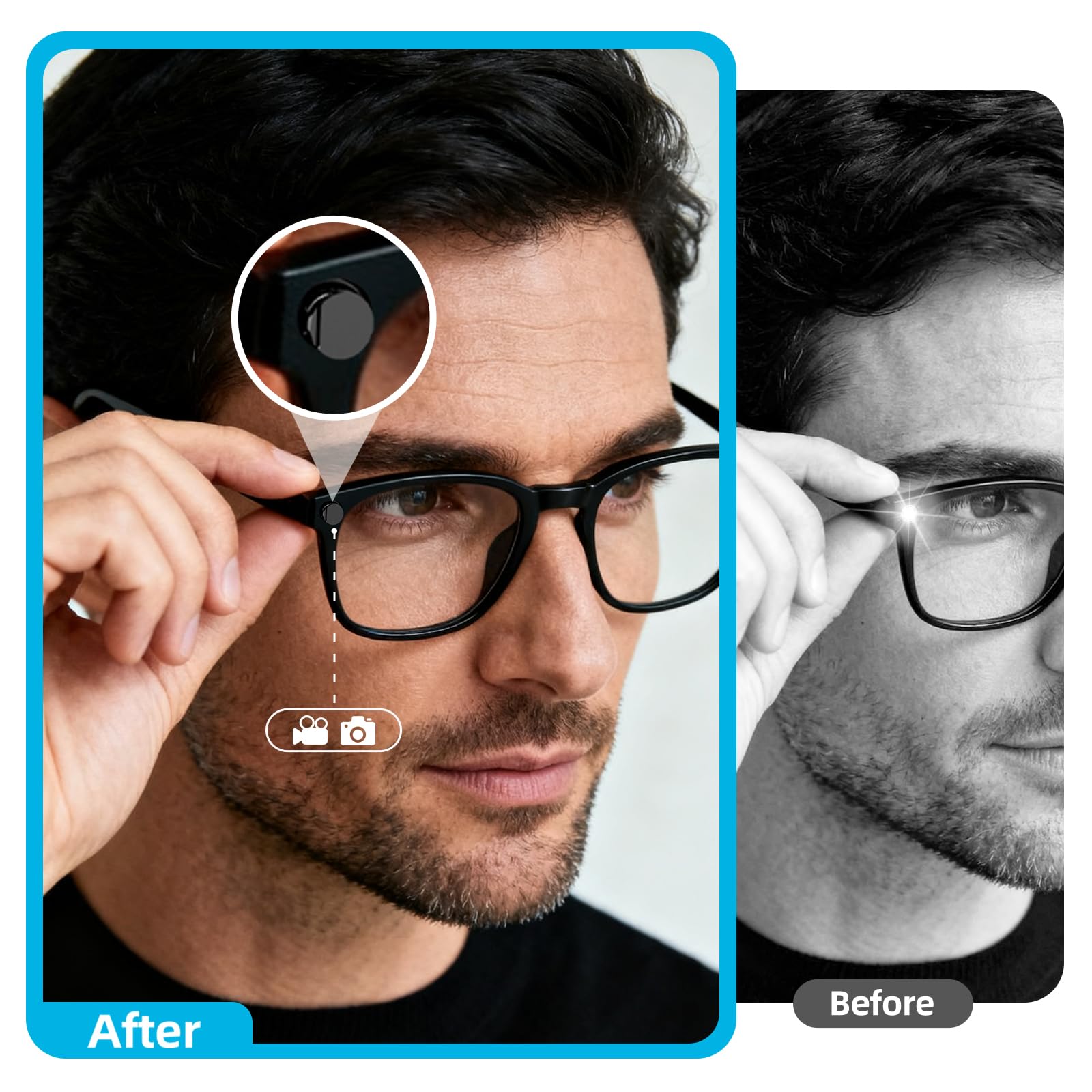 Ray-Ban Skyler with FONKEN blocker from the side for private recording
