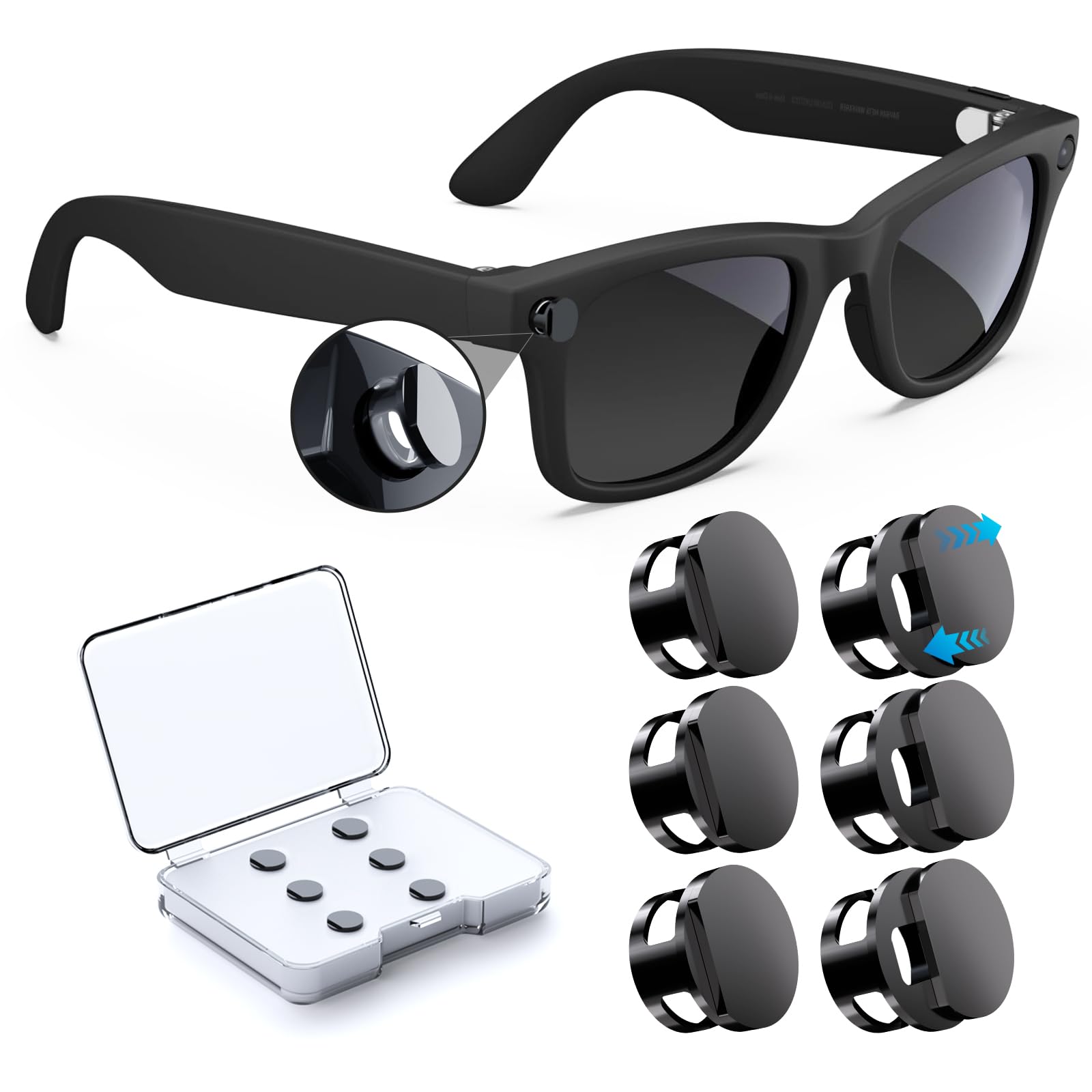 FONKEN LED blocker on Ray-Ban Wayfarer front view showing discreet LED blocking