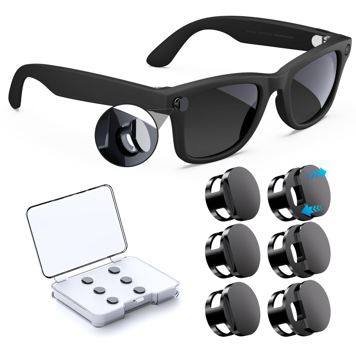 FONKEN LED blocker on Ray-Ban Wayfarer front view showing discreet LED blocking