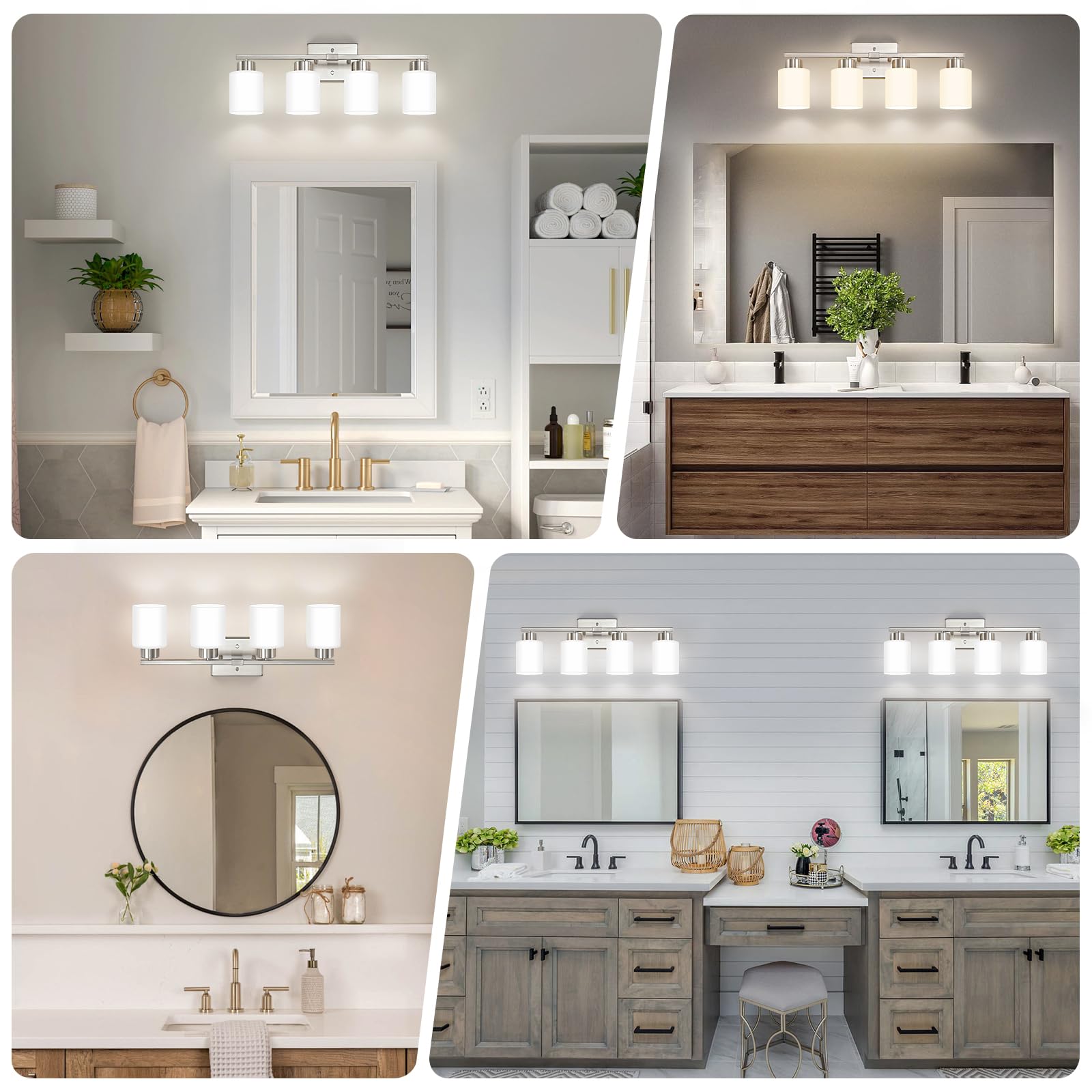 FonmYim brushed nickel metal arm showcases durable design for long lasting vanity lighting.