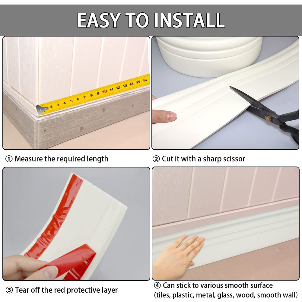 Fonuno 4-inch-wide baseboard molding adds edge protection and décor