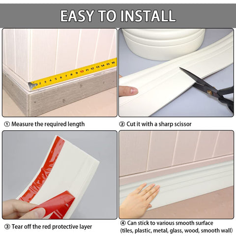 Fonuno 4-inch-wide baseboard molding adds edge protection and décor