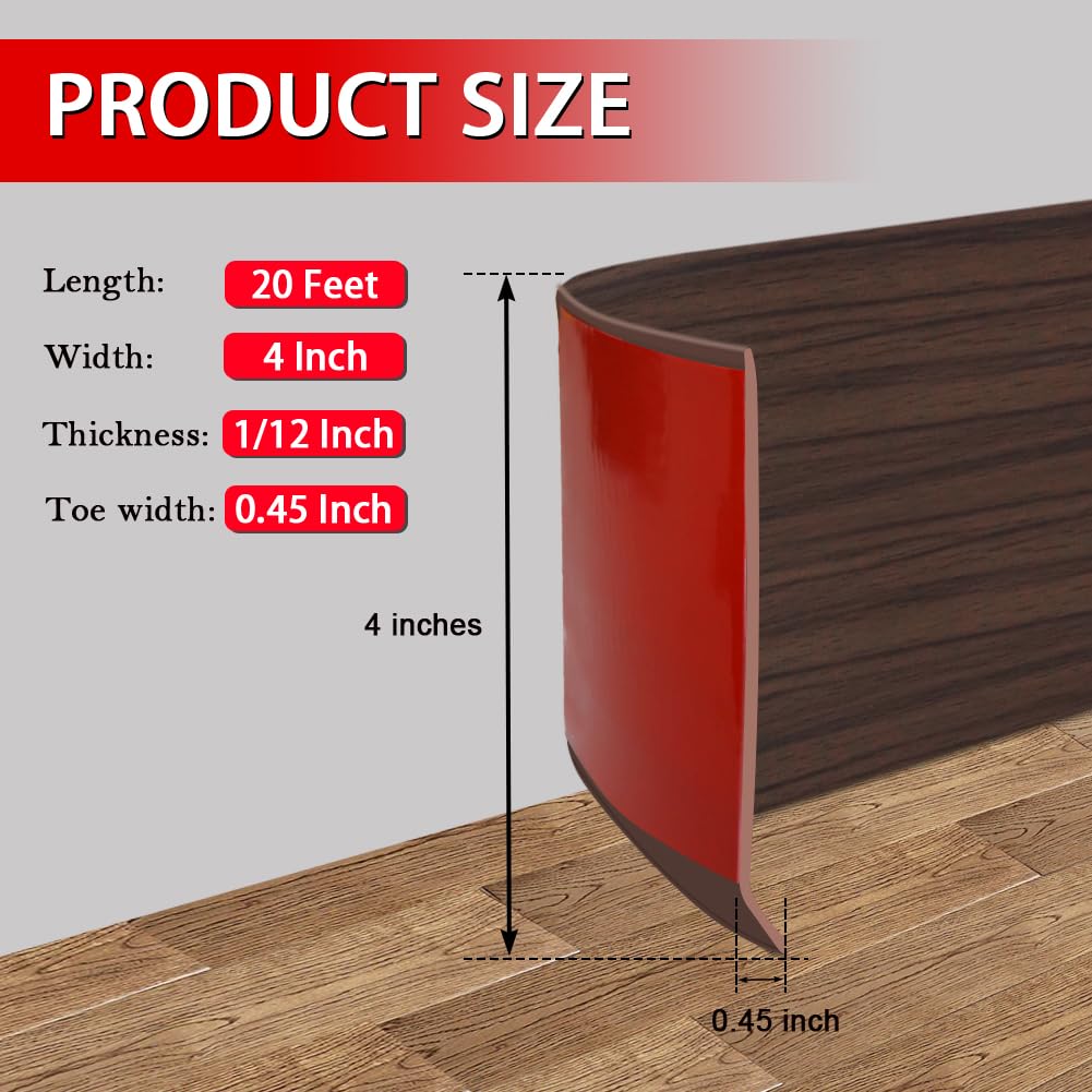 FONUNO brown wood grain baseboard highlighting decorative trim and wall transition.
