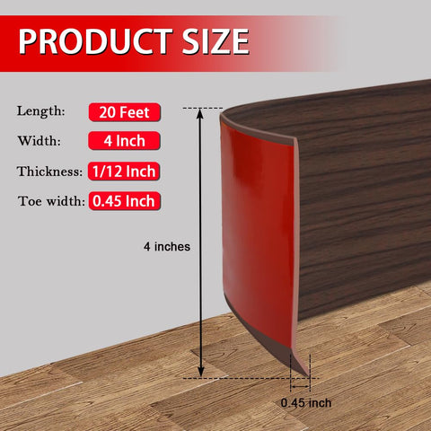 FONUNO brown wood grain baseboard highlighting decorative trim and wall transition.
