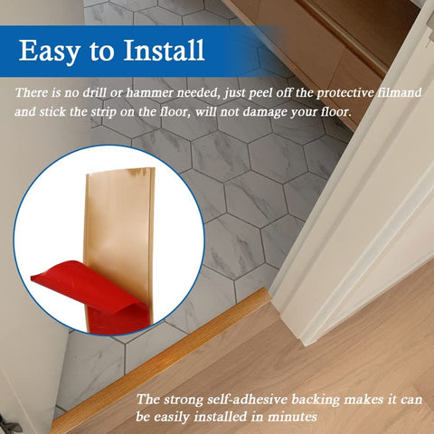 FONUNO PVC transition strip close-up highlighting adhesive backing