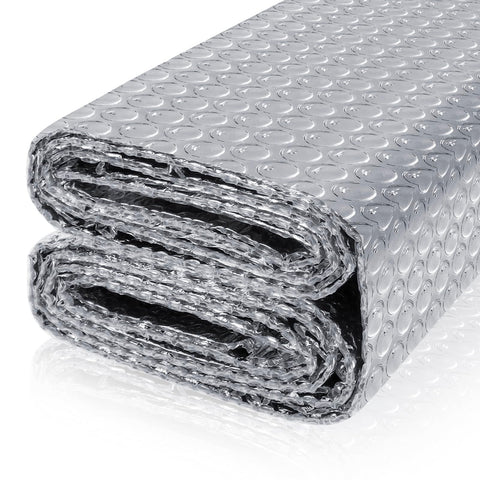 FONUNO Reflective Bubble Insulation Sheet on a window to show heat reduction