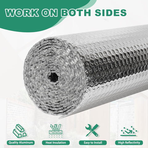 FONUNO Radiant barrier with bubble cushion installed on a roof for temperature control