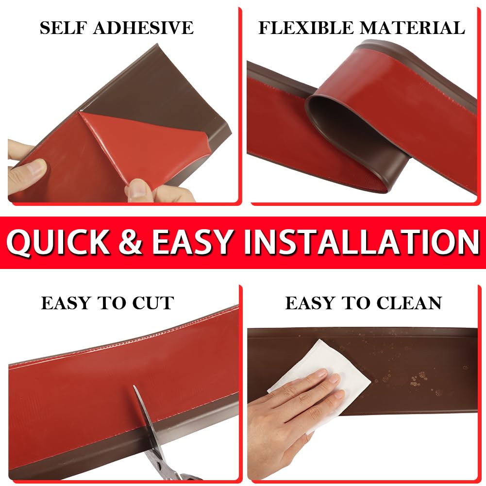 FONUNO self adhesive baseboard brown application highlights fast peel and stick setup