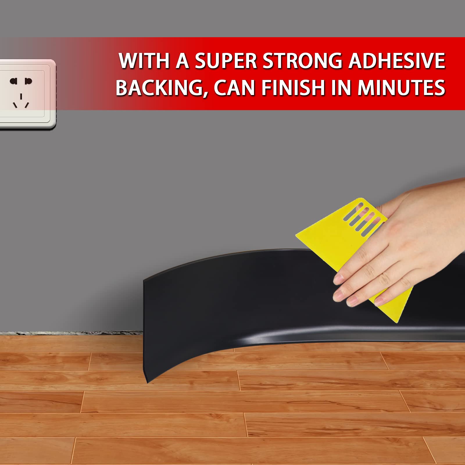 Fonuno self-adhesive wall base simplifies updates in kitchens and hallways