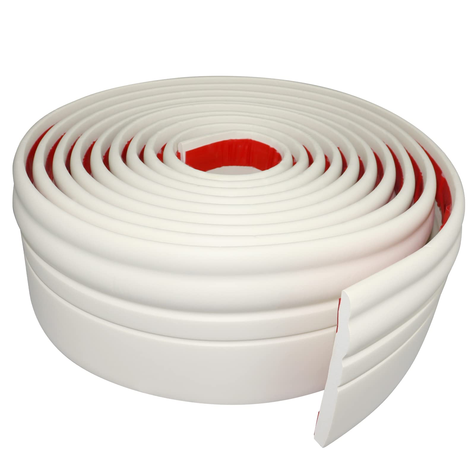 Fonuno self-adhesive baseboard molding with creamy white finish for simple installation