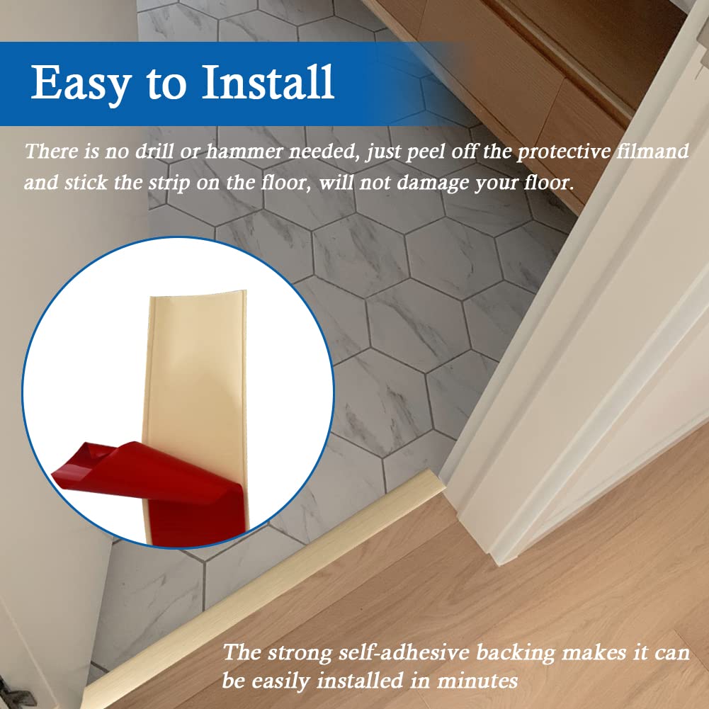 FONUNO vinyl edge trim in beige wood grain for a seamless room transition.