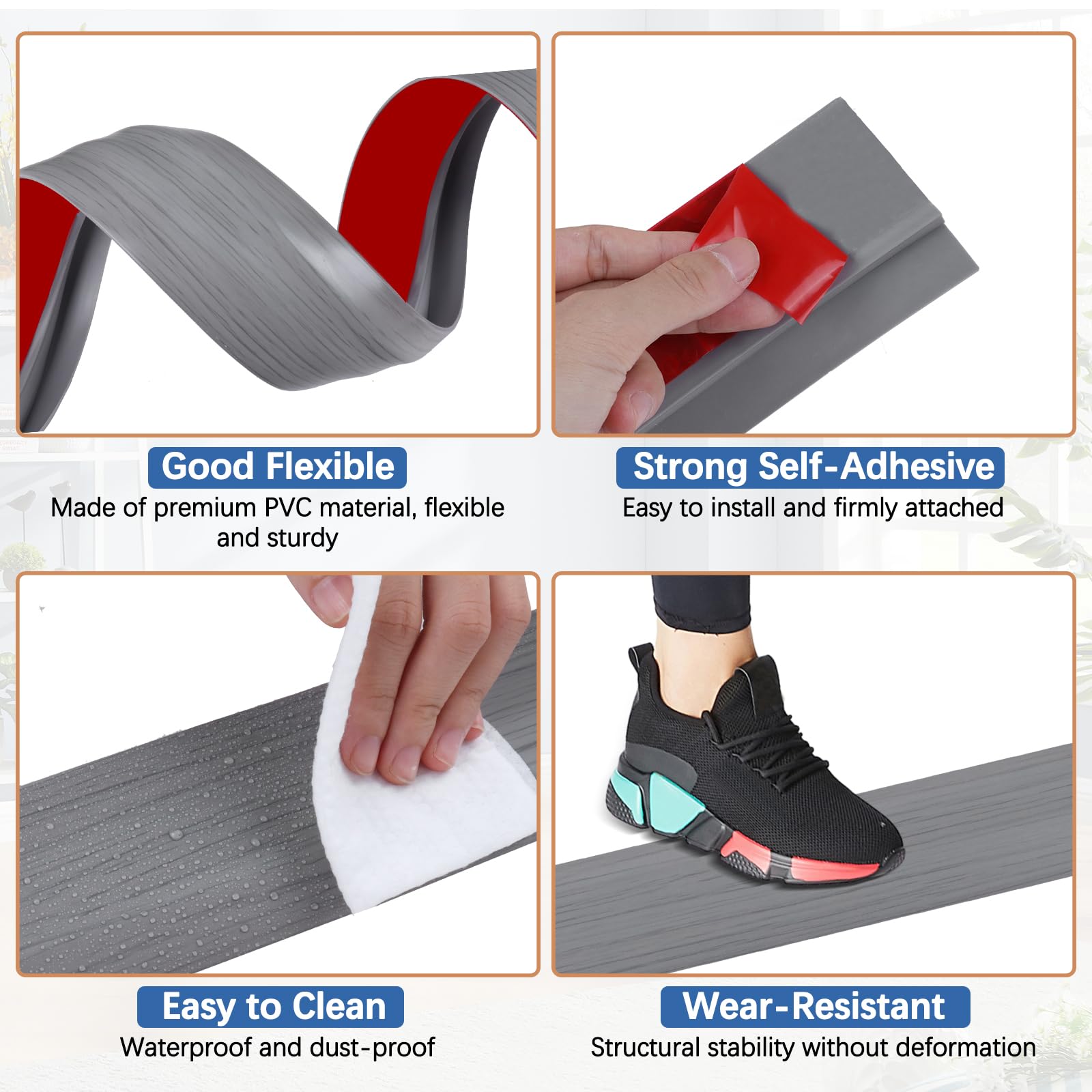 FONUNO vinyl transition strip demonstrates easy cut-to-fit installation