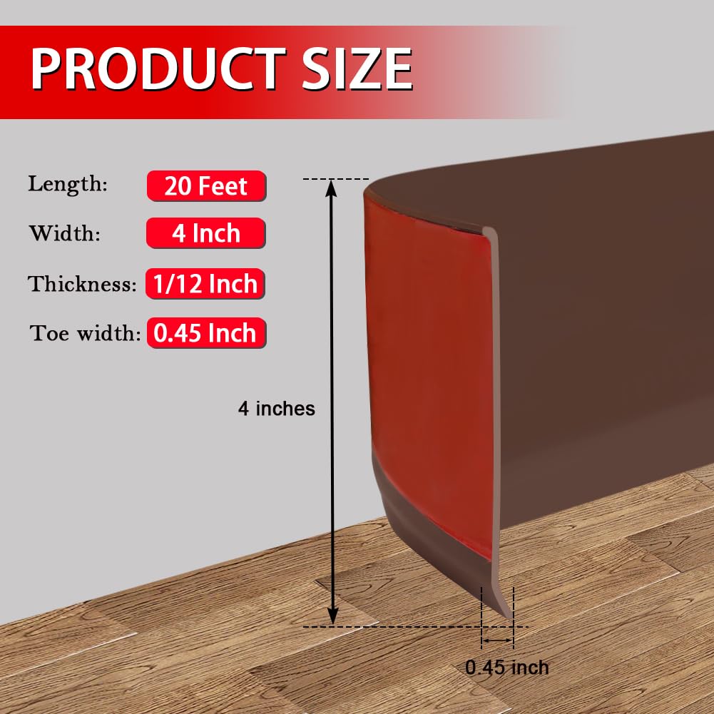 FONUNO vinyl wall base 4in brown room setup suggests cohesive interior finish