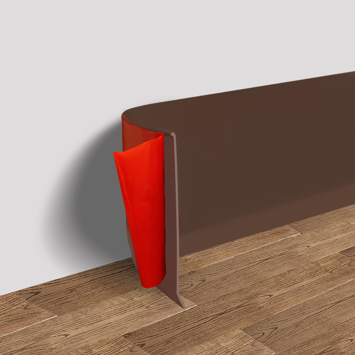 FONUNO vinyl wall base 4in brown unroll view shows easy flexible installation