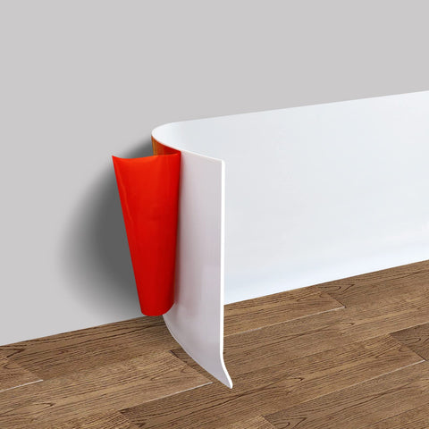 FONUNO vinyl wall base 6in white roll shows clean line and protect corners