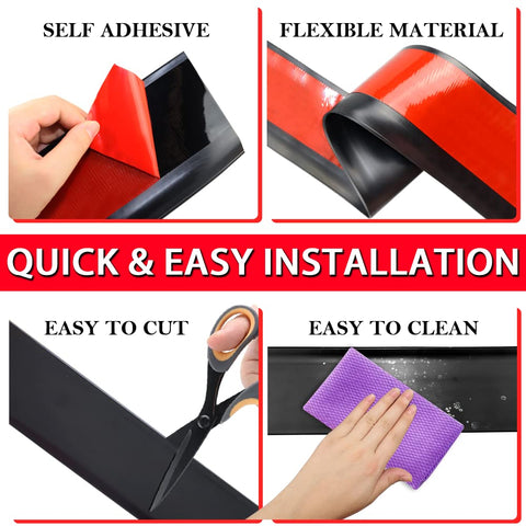 FONUNO vinyl wall base black with self-adhesive backing for fast installation.