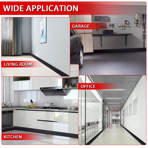 FONUNO black decorative wall base trims add a modern touch while protecting surfaces.