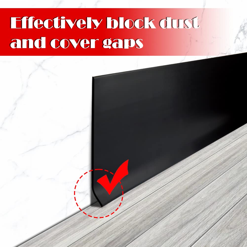 FONUNO vinyl wall base black being applied with peel and stick method for a clean finish.