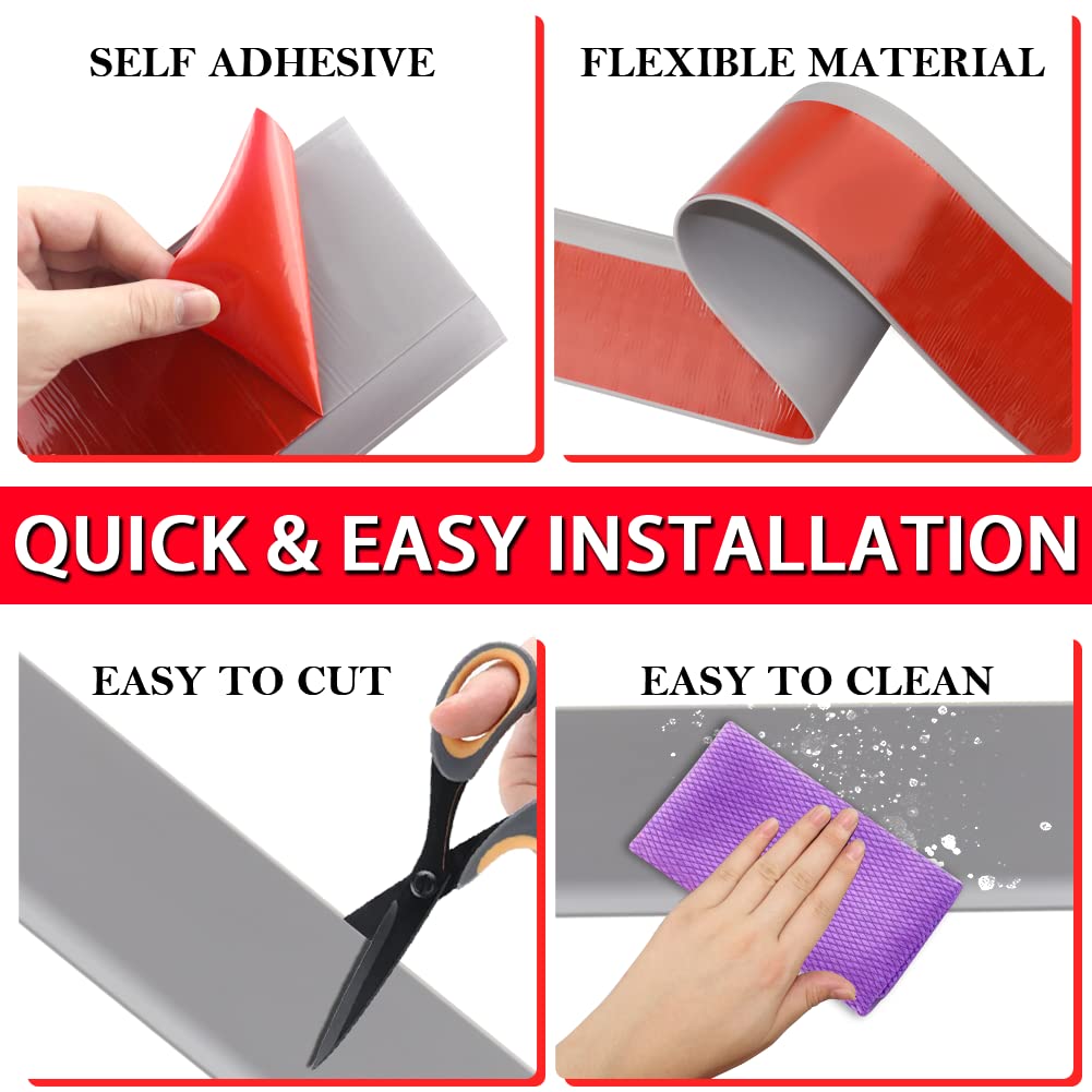 FONUNO 4in gray peel-stick baseboard for clean edges and protection.
