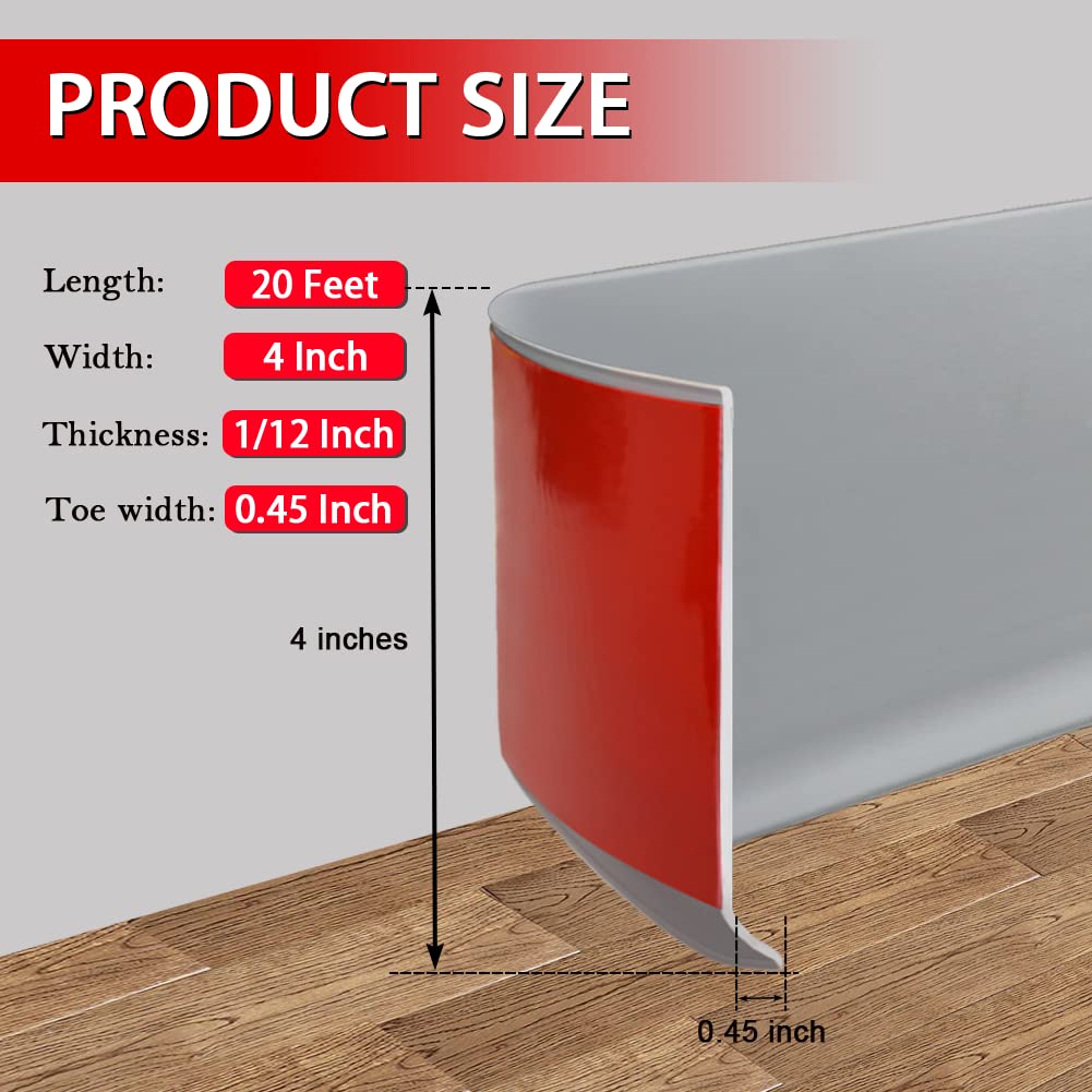 FONUNO 4in wide baseboard provides edge protection and a neat finish.