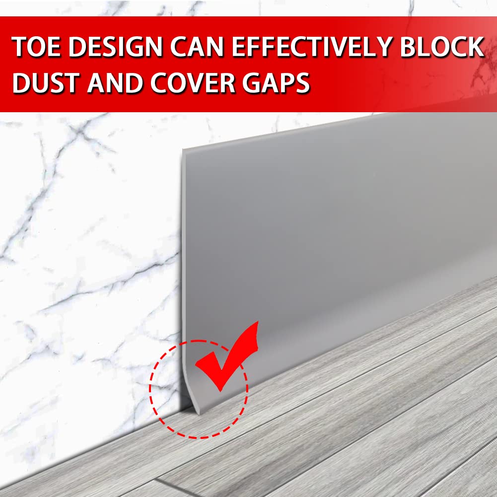 FONUNO vinyl wall base gray 20ft roll ideal for living rooms and hallways.