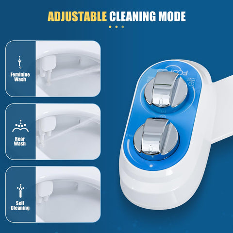 FOOFOO Bidet attachment self-cleaning mode helps maintain hygiene after use.