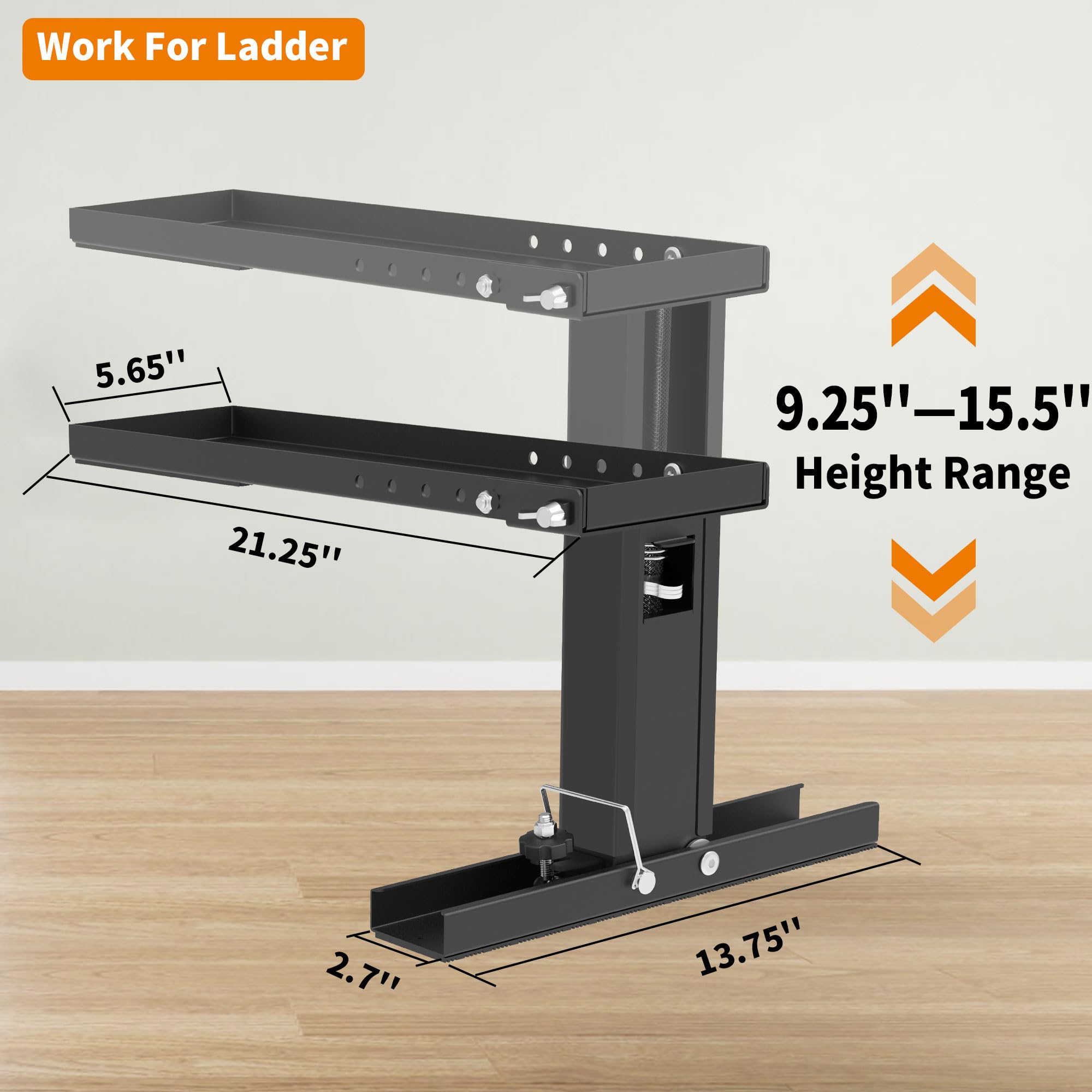 Foozet Ladder Leveler side profile demonstrates adjustable height for stairs.