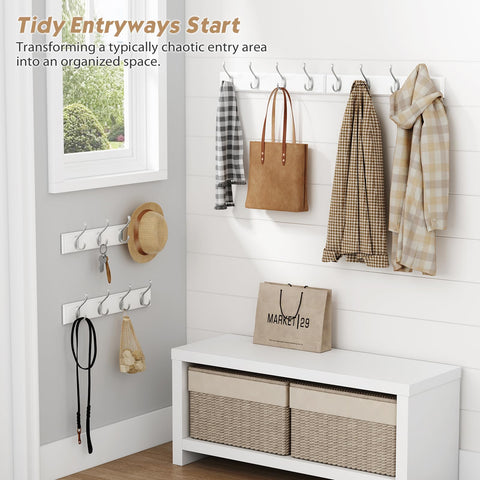 Forbena four-peg design installed vertically offers space-saving organization.