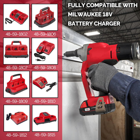 FORBETER Milwaukee M18 3.0Ah replacement battery ready for charging with standard chargers.