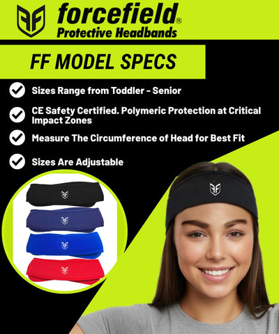 ForceField FF Ultra Protective Headgear in black, back view with vented crown for cooling