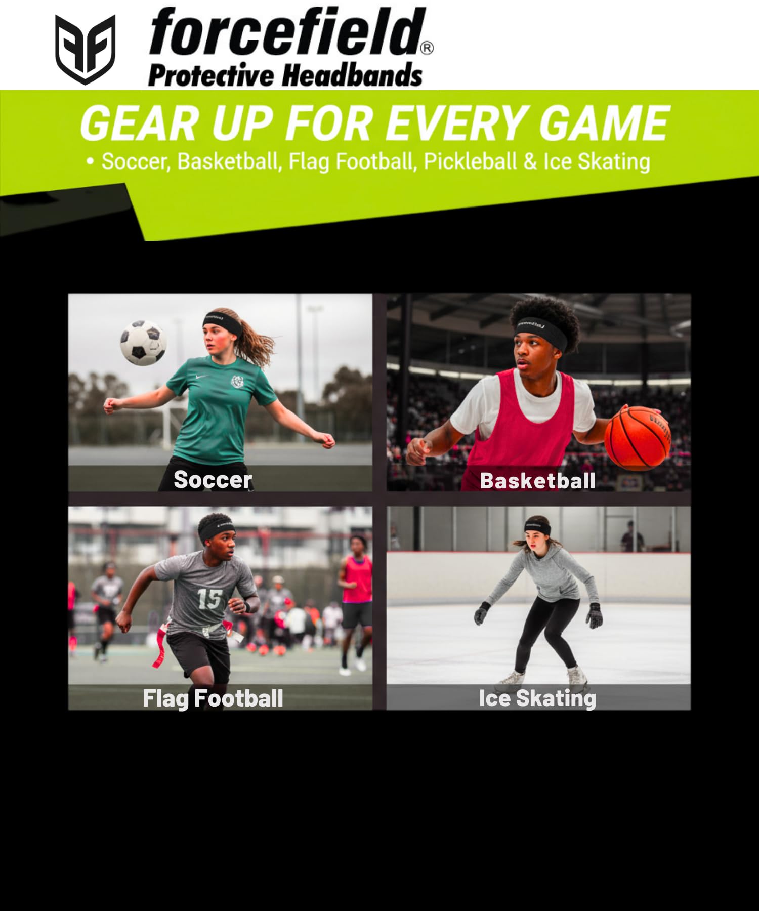 ForceField FF Ultra Protective Headgear in black, packaging image indicating ready-to-use protective gear