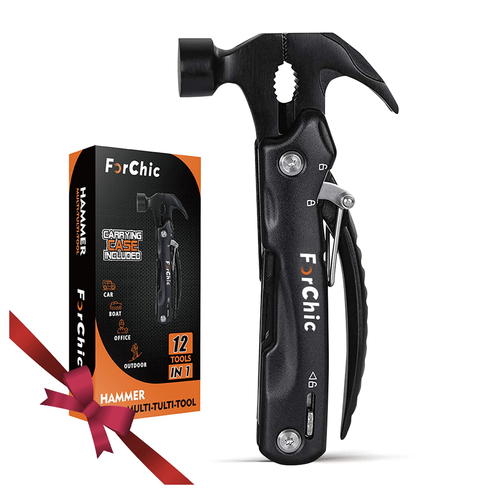 ForChic 12-in-1 multitool case with safety lock, ideal for camping and DIY storage