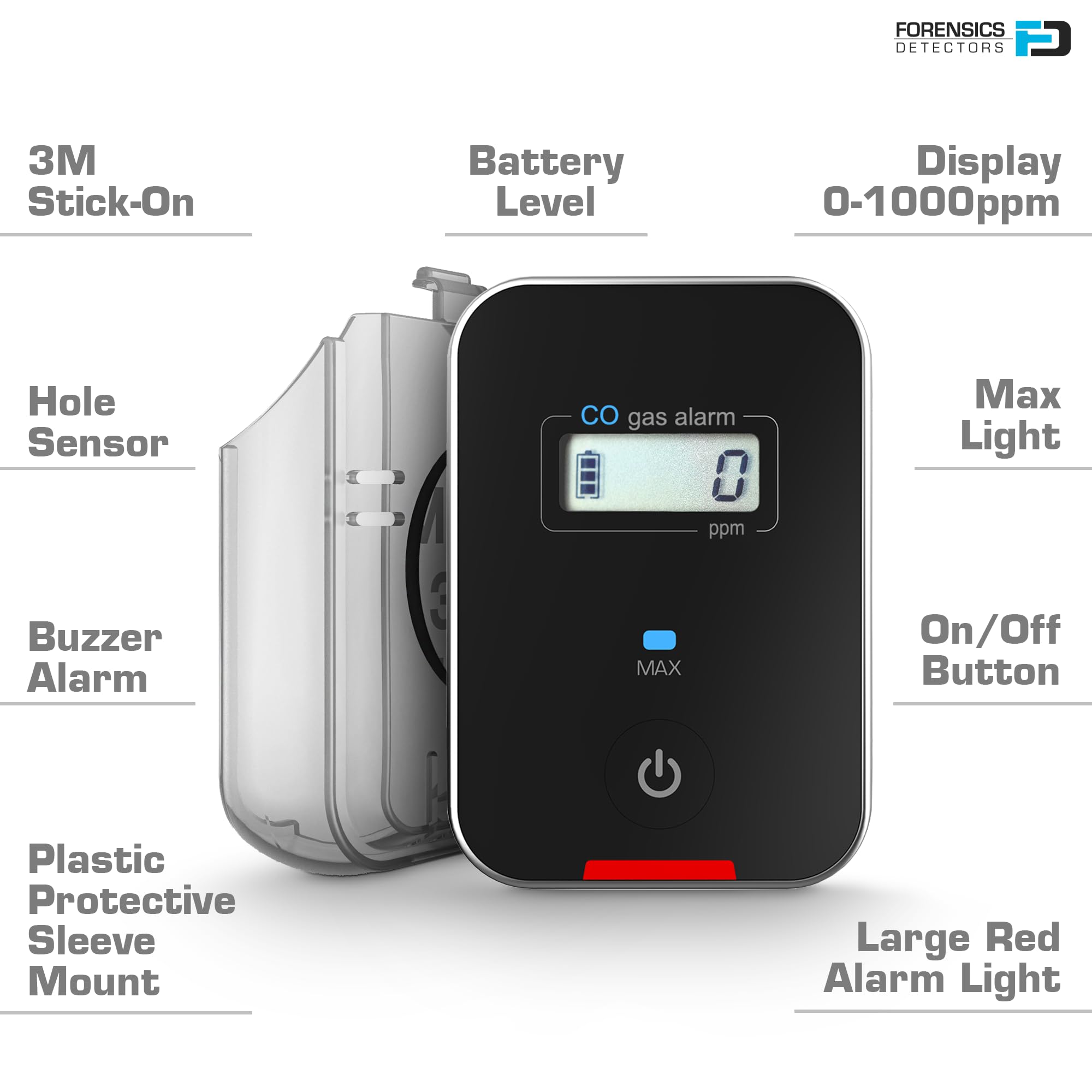 FORENSICS DETECTORS FD CO detector packaging highlights contents and setup quick-start.