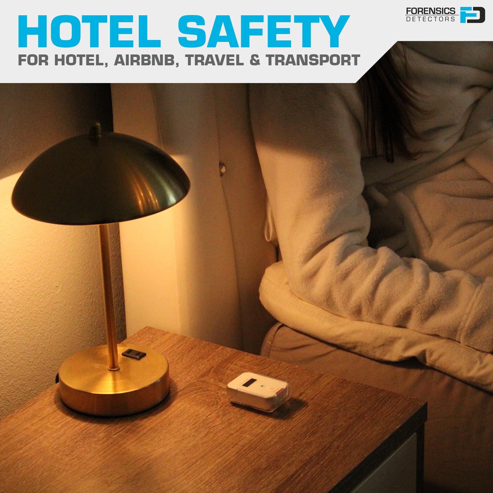FORENSICS DETECTORS FD travel CO detector resembles sleek, iPhone-like white device for travel.