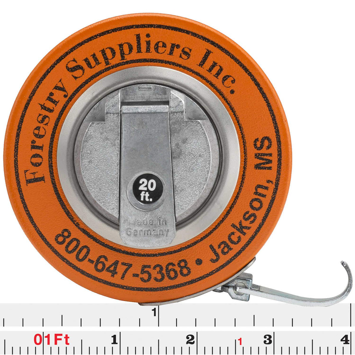 Forestry Supplies English steel diameter tape showing a 76-inch diameter scale for precise measurement.