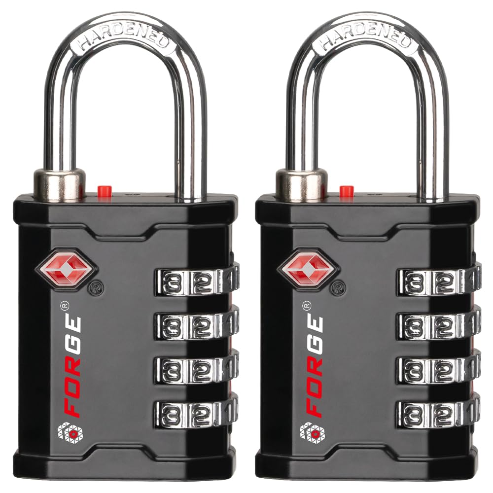 Forge 4-digit combination padlock with easy-to-read dials for quick access.